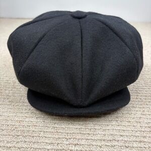CAPAS Headwear NY Newsboy Hat Black Wool Flat Cap Peaky Blinders